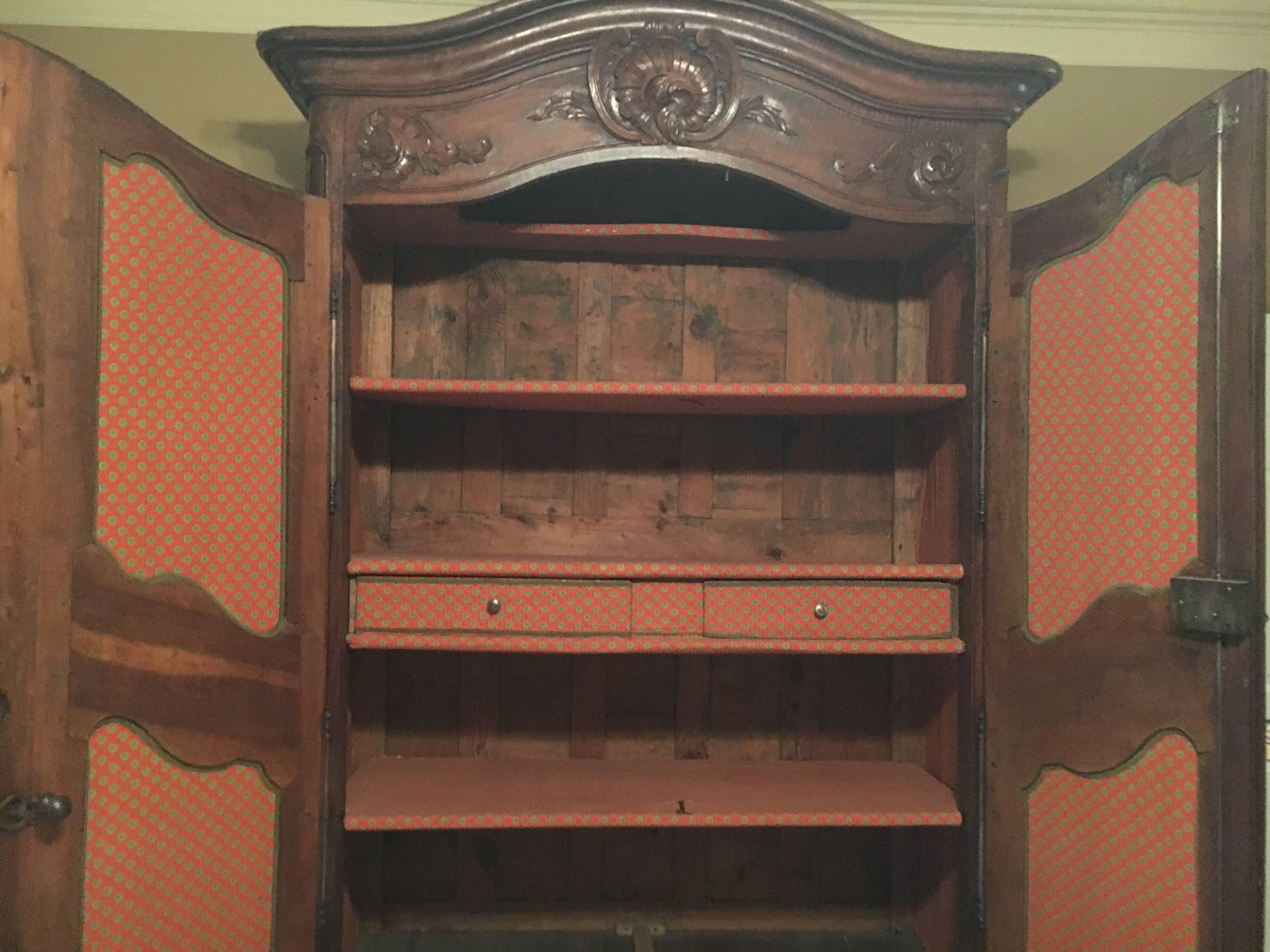 French Period Louis XV Provençal Walnut Armoire from the Mid 18th Century 5