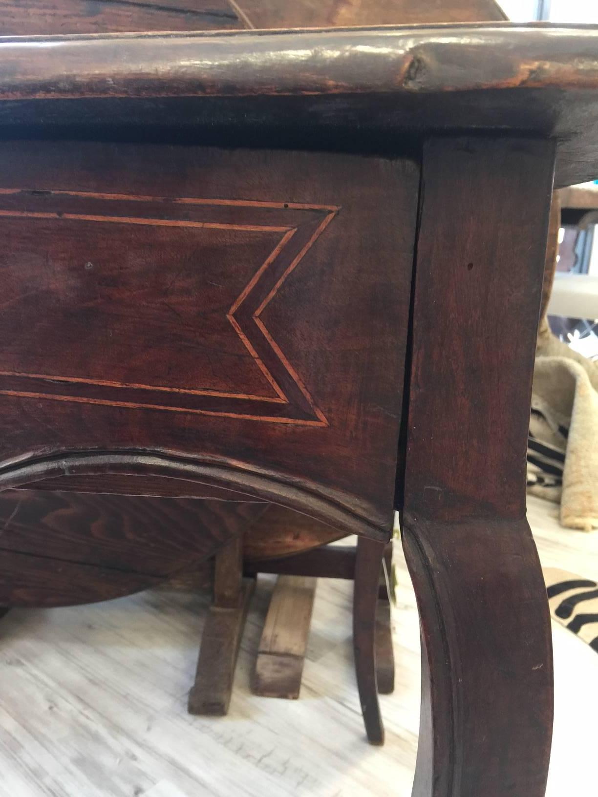 French Louis XV Style, Early 19th Century Walnut Side Table with Inlay 1