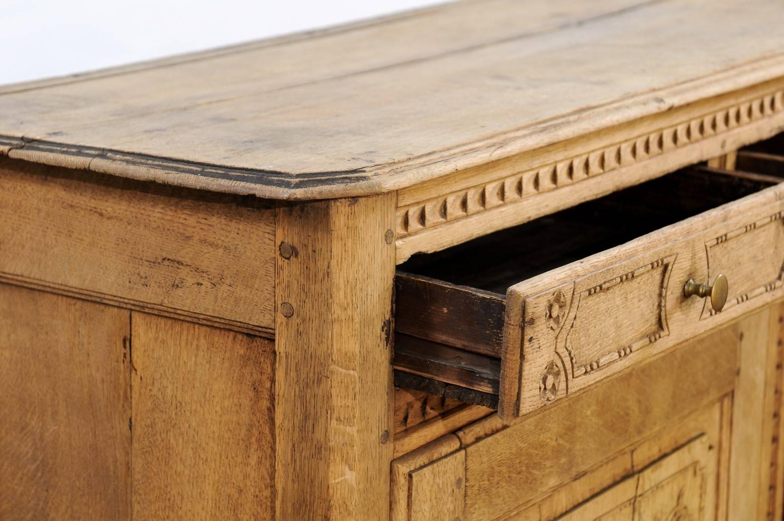 Louis XVI Style Stripped and Carved Oak Buffet, From Belgium, Mid-19th Century 2