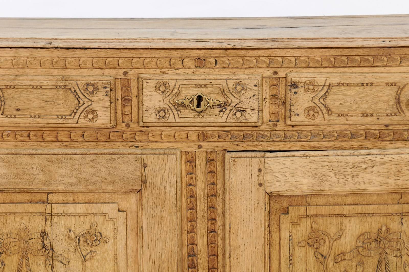 Louis XVI Style Stripped and Carved Oak Buffet, From Belgium, Mid-19th Century 6