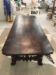 Italian Baroque Style Late 19th Century Dark Wood Monastery Table with Lyre Legs