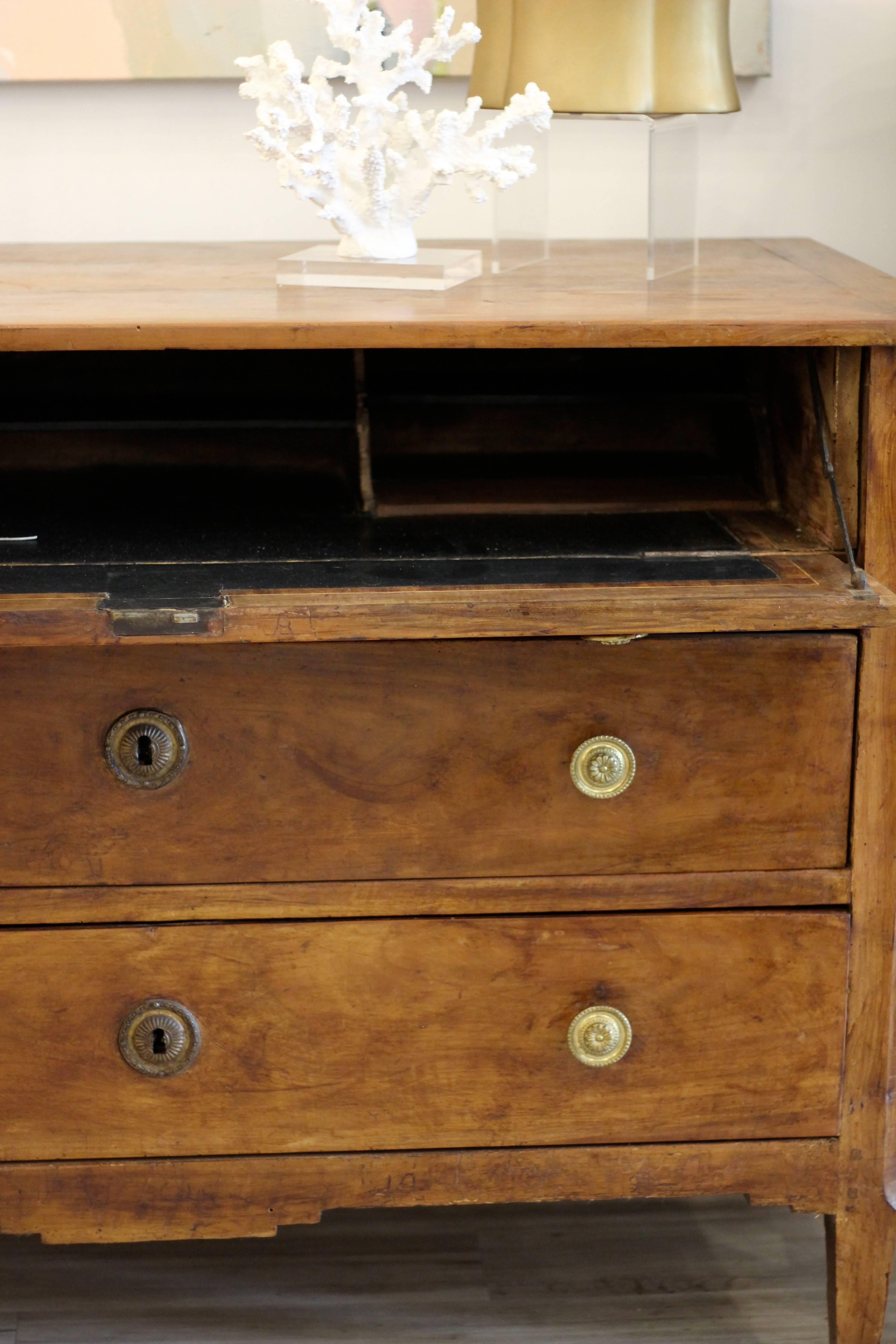 French Mid-19th Century Louis XVI Style Butler's Desk Wild Cherry Commode 1