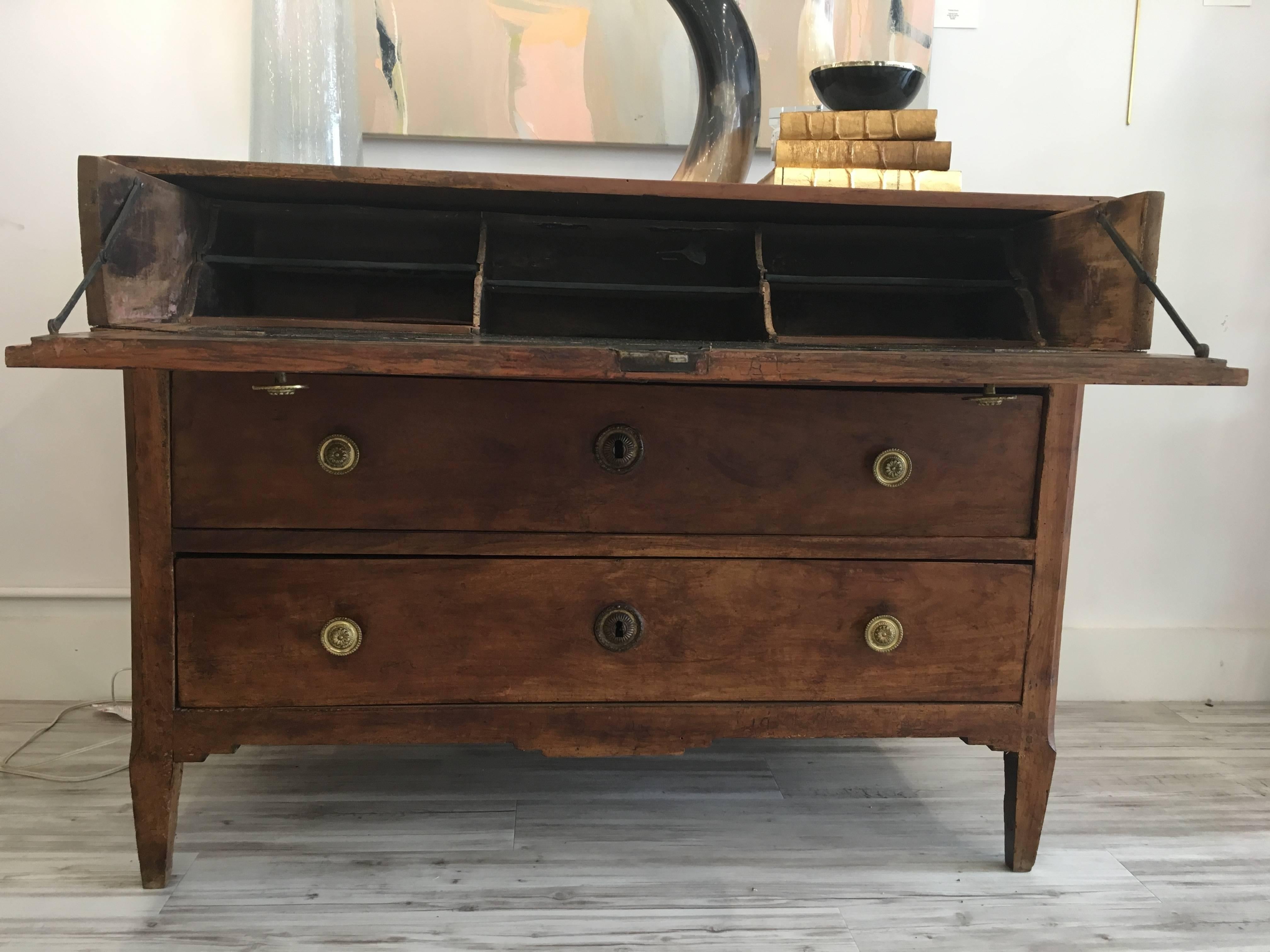 French Mid-19th Century Louis XVI Style Butler's Desk Wild Cherry Commode 3