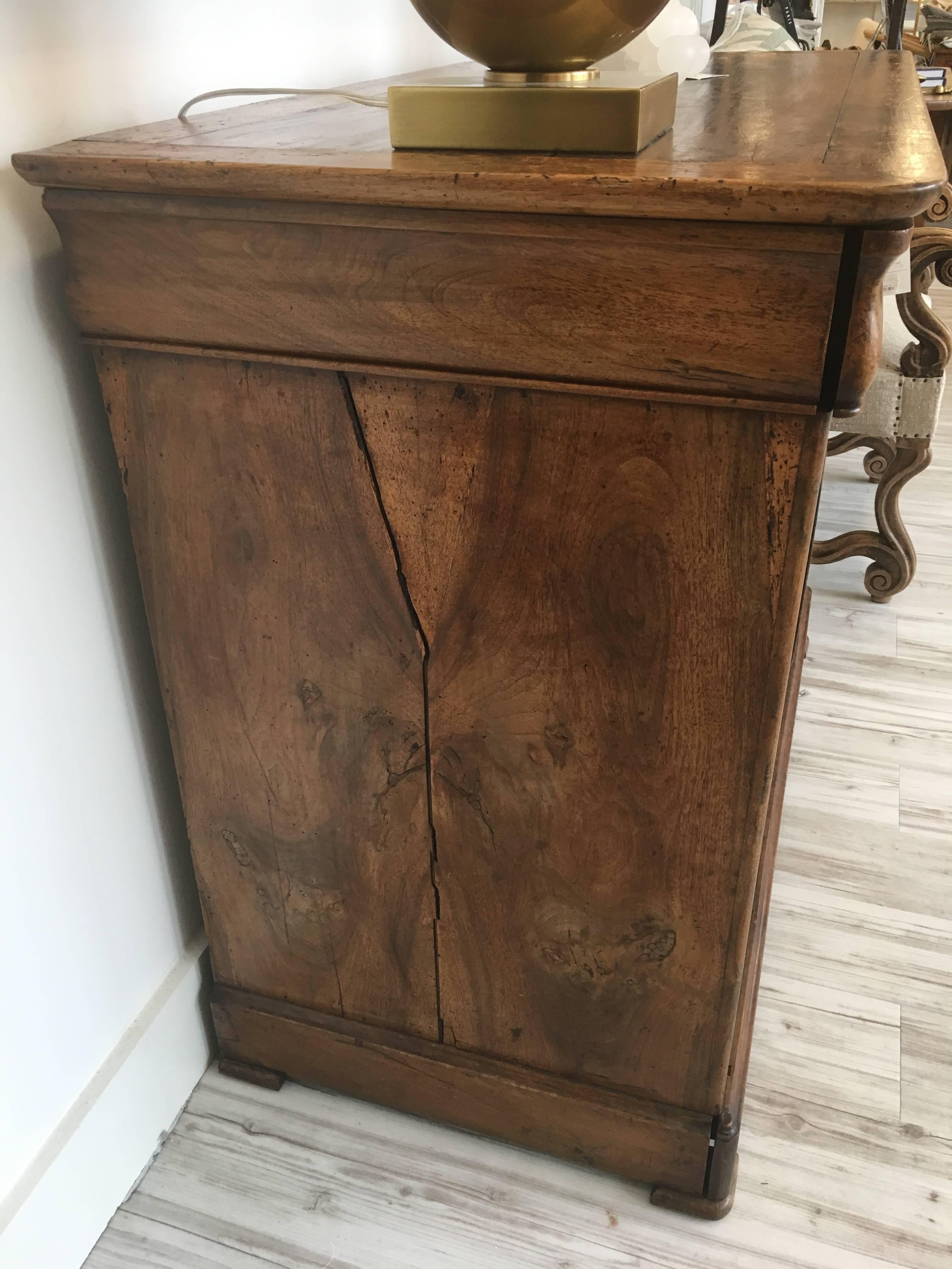 French Louis-Philippe Style Walnut Commode with Drawers and Pull-Out Desk In Good Condition In Atlanta, GA