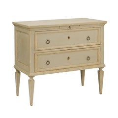 French Louis XVI Style Grey Painted Two-Drawer Commode from the 1950s