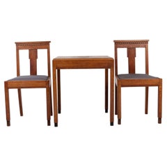 Vintage Art Deco Haagse School Eiche Esszimmergarnitur mit zwei Stühlen, Niederlande