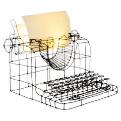 Handcrafted Illuminated Table Lamp by Roberto Romero, Wire Sculpture