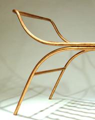 Italian Mid-Century Modern Gilded Gold Curule Bench