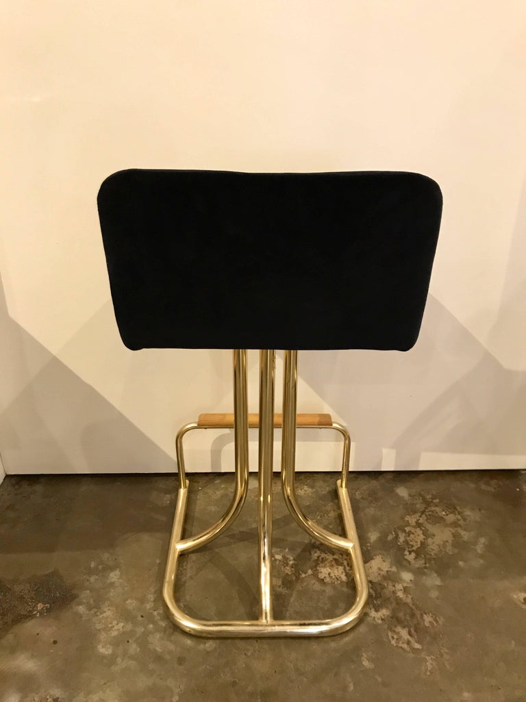 Set of Two DIA MidCentury Modern Black Velvet, Brass and Wood Bar