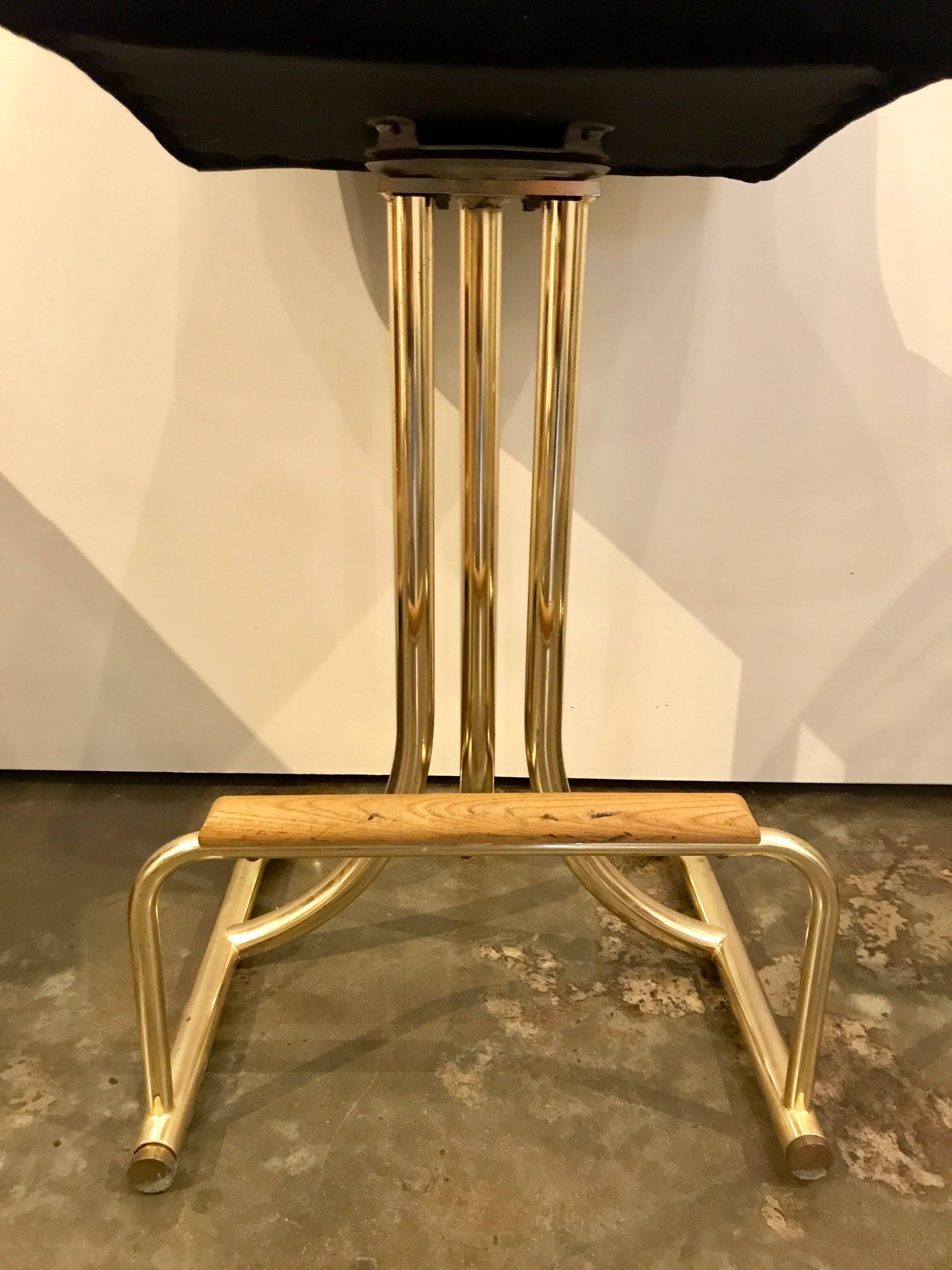 Set of Two DIA Mid-Century Modern Black Velvet, Brass and Wood Bar Stools 2
