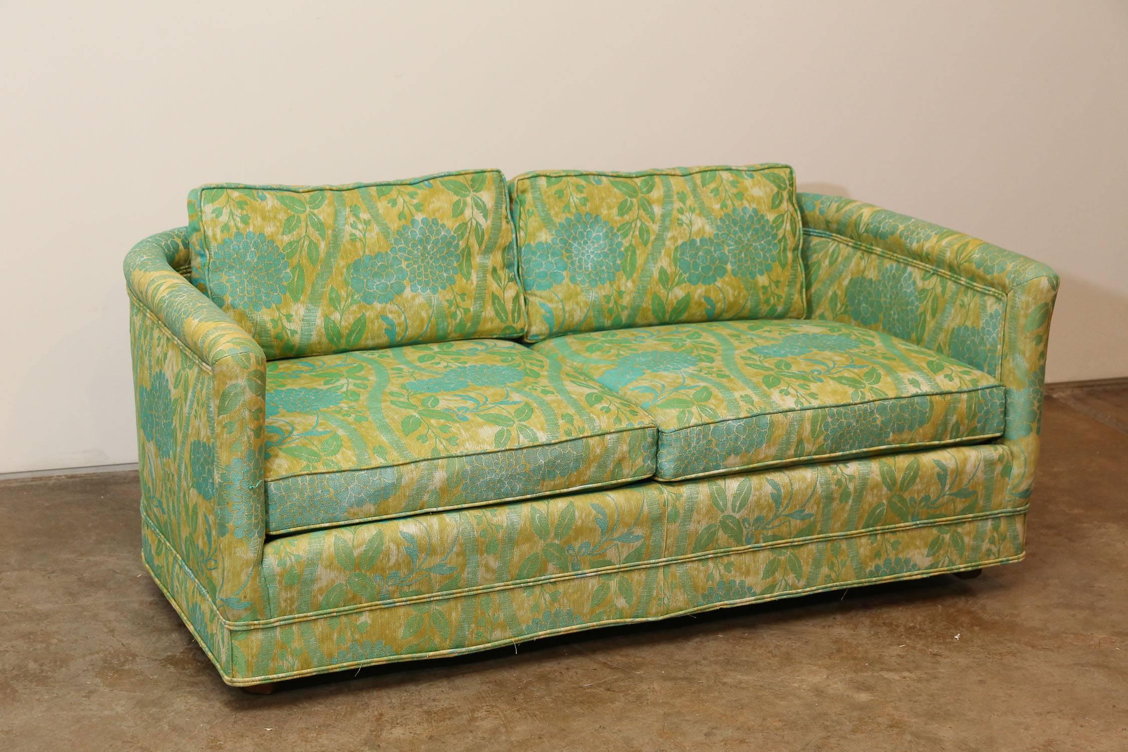 Fabric Set of Two Erwin Lambeth Upholstered Sofas