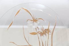 Floral Thorpe Hand Painted Copper, Gold and Frosted White Glass Plate / Charger