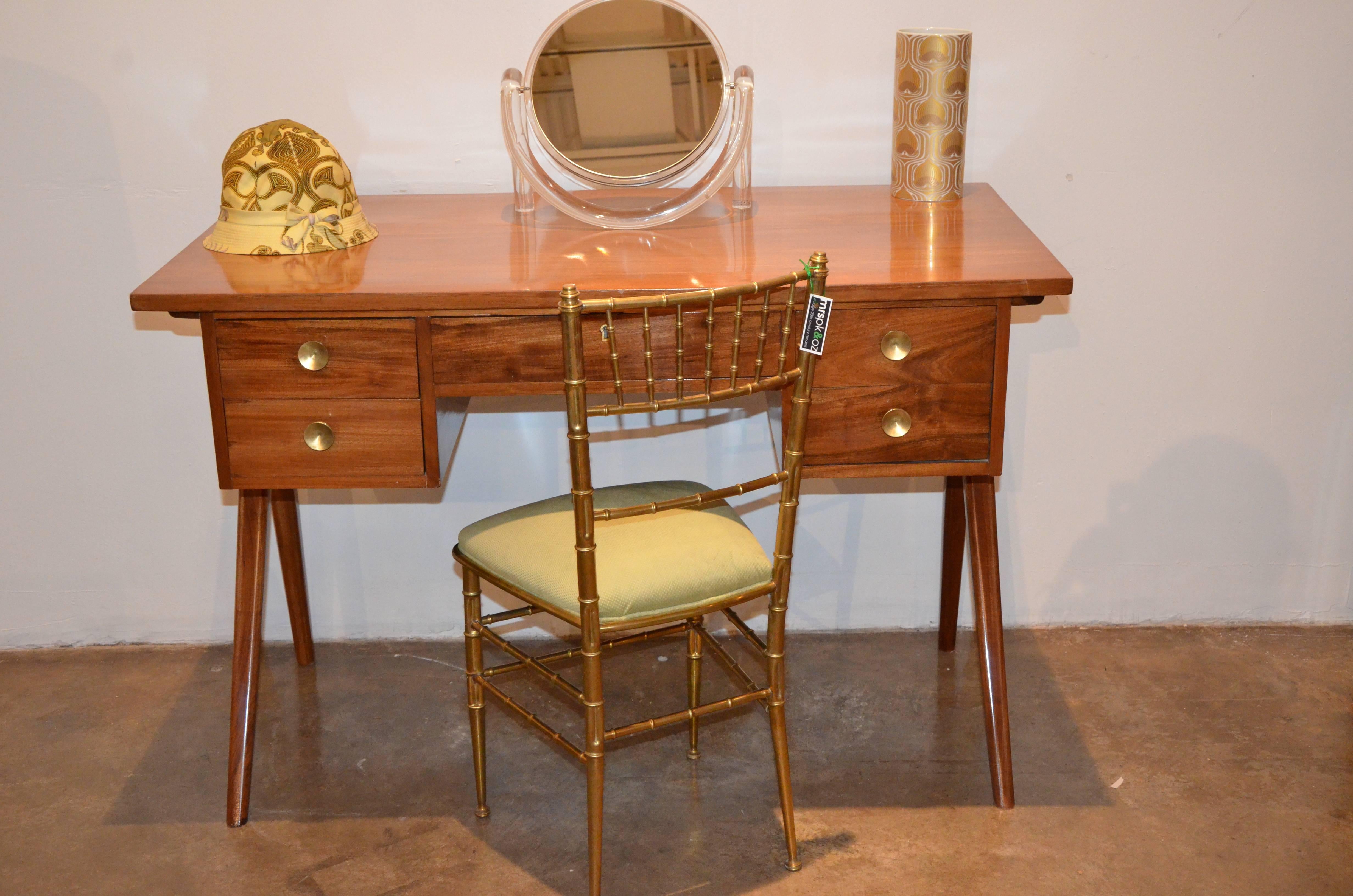 Mid-Century Modern Argentinian Writing Table or Desk with Brass Pulls 12