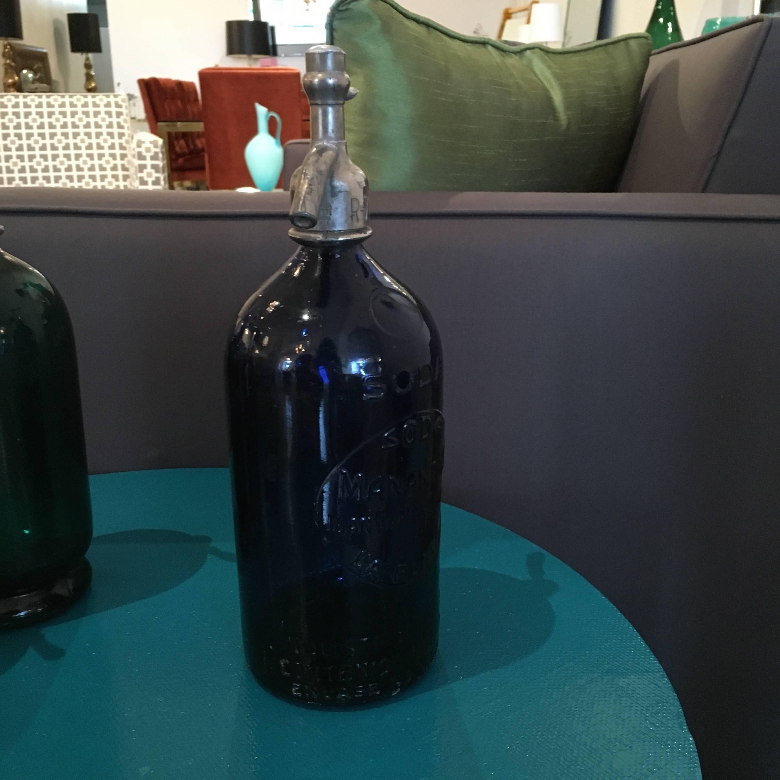20th Century Argentinian Green, Red and Blue Seltzer Bottles In Good Condition In Houston, TX