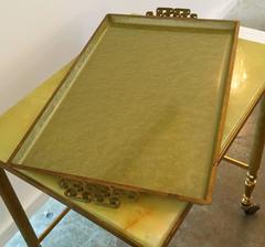 Mid Century Modern Kyes Moire Glaze Serving Tray w/ Gilt Greek Key Style Handles