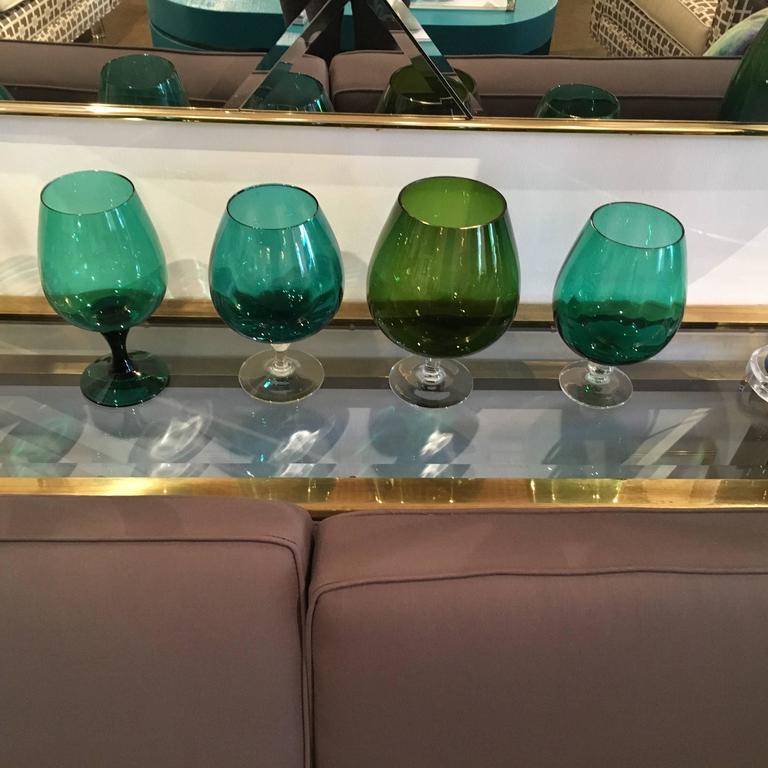 Mid Century Argentinian Handblown MultiGreen Hues Large Brandy