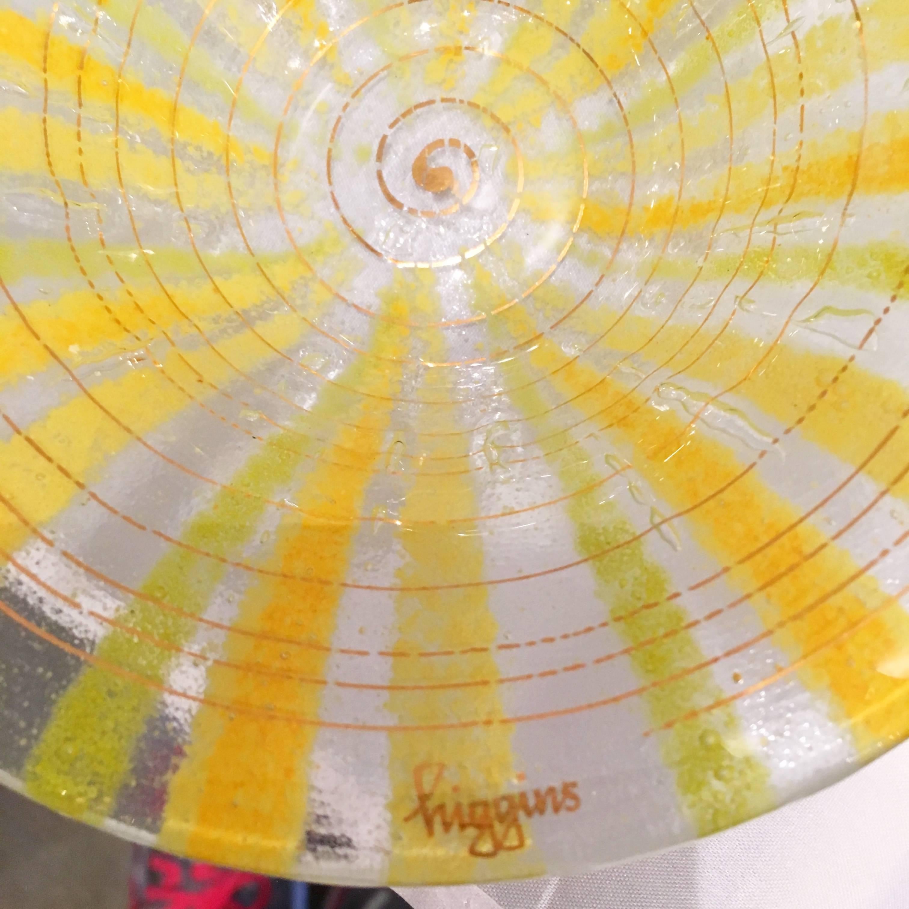Mid-Century Modern Mid Century Modern Signed Pair of Higgins Fused Modern Art Glass Bowls