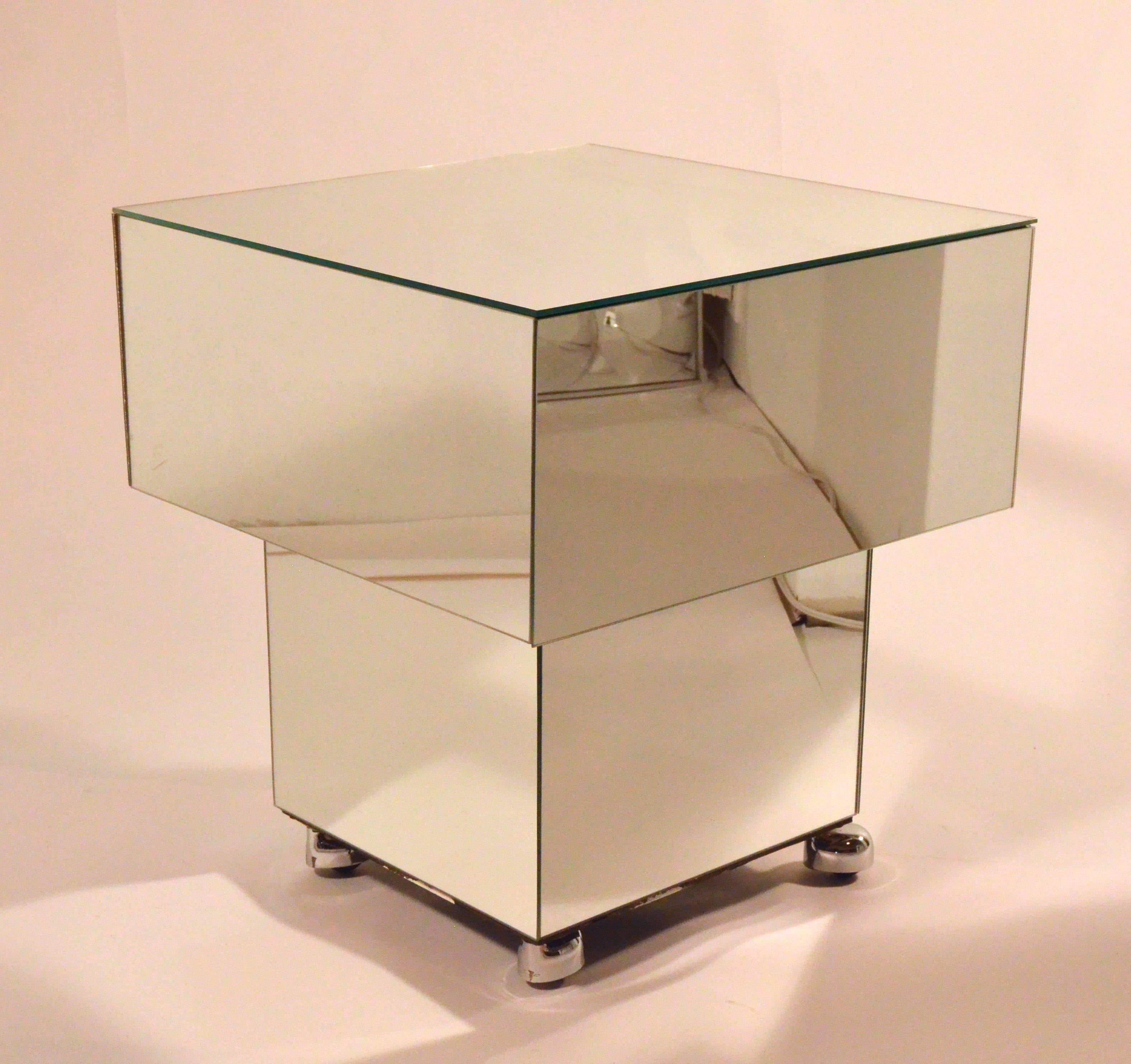mirror cube side table