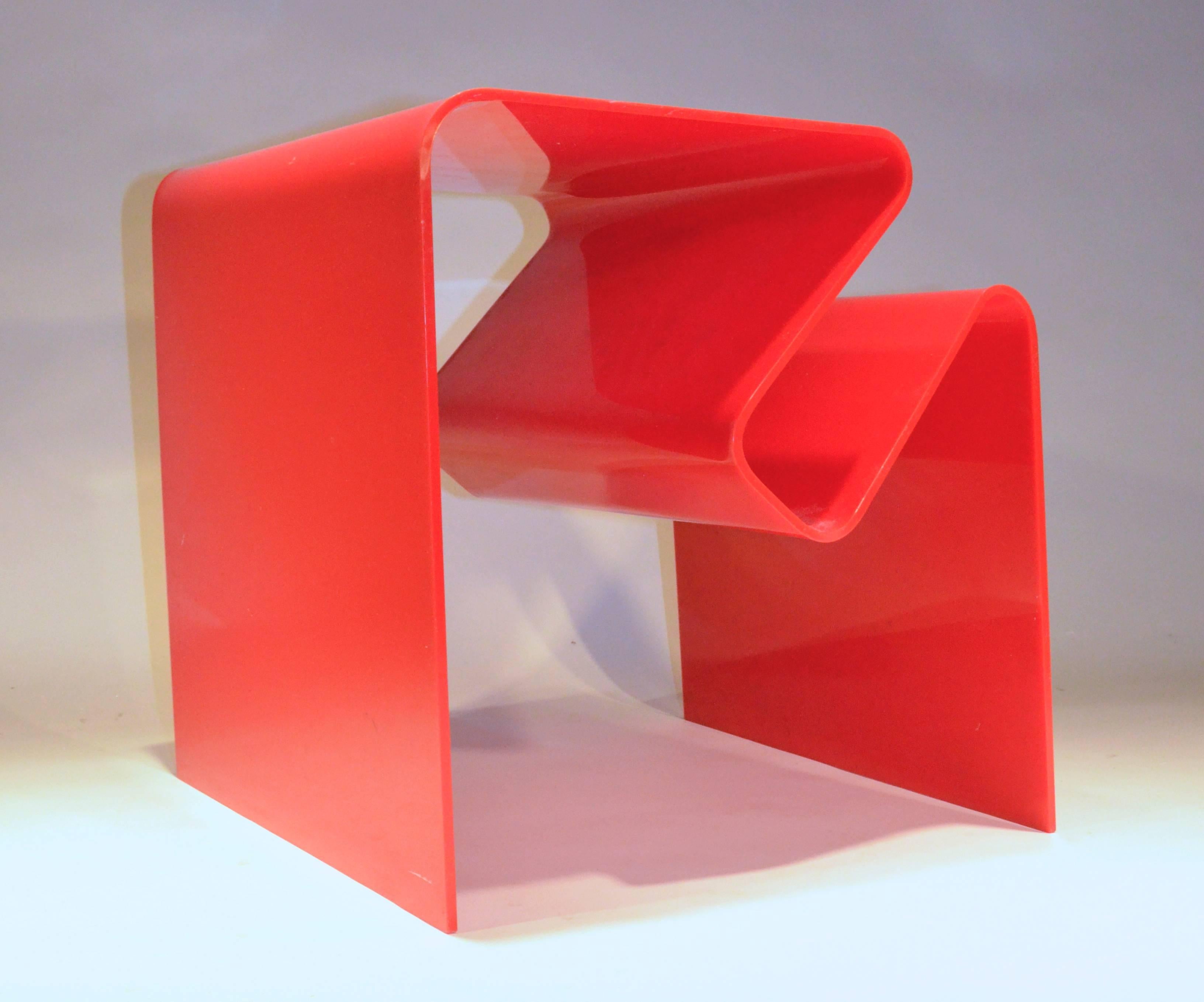 Stendig 'Form' Model No. 14 Low Table, circa 1970

Acrylic is strip heated and bent in a jig for this magazine end table design by Andrew Ivar Morrison for Stendig, Inc.  
