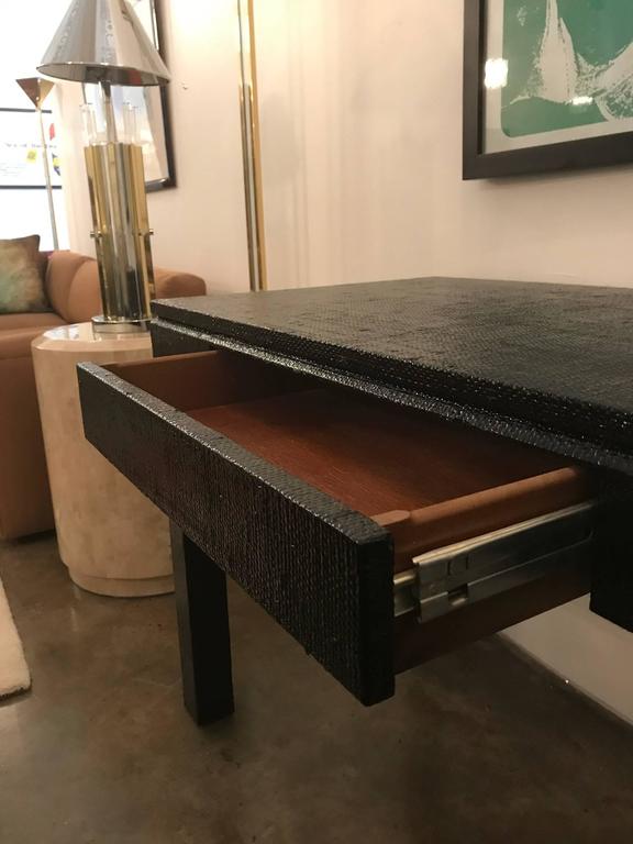 Harrison Van Horn MidCentury Modern Lacquered Grass Cloth Desk or Writing Table at 1stDibs
