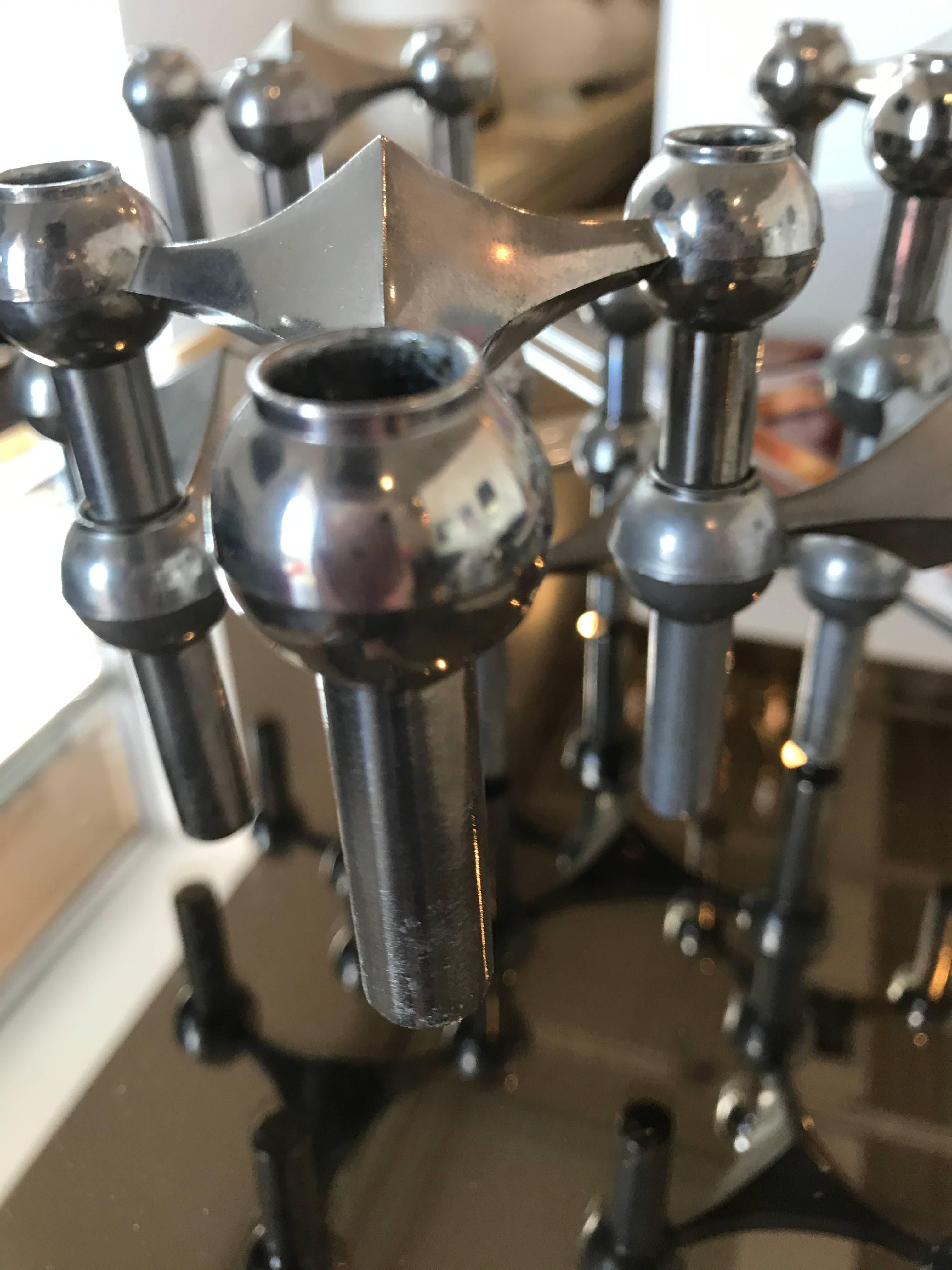Set of Nine Fritz Nagel Mid-Century Modern Candlestick Holders In Good Condition In Houston, TX