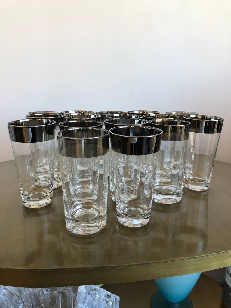 MidCentury Modern Set of 16 Dorothy Thorpe Silver Overlay Collins