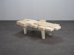 Rare Architectural Travertine Coffee Table, Belgium, 1970s