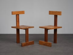 Rare Pair of Modernist T-Back Chairs, Netherlands, 1960s