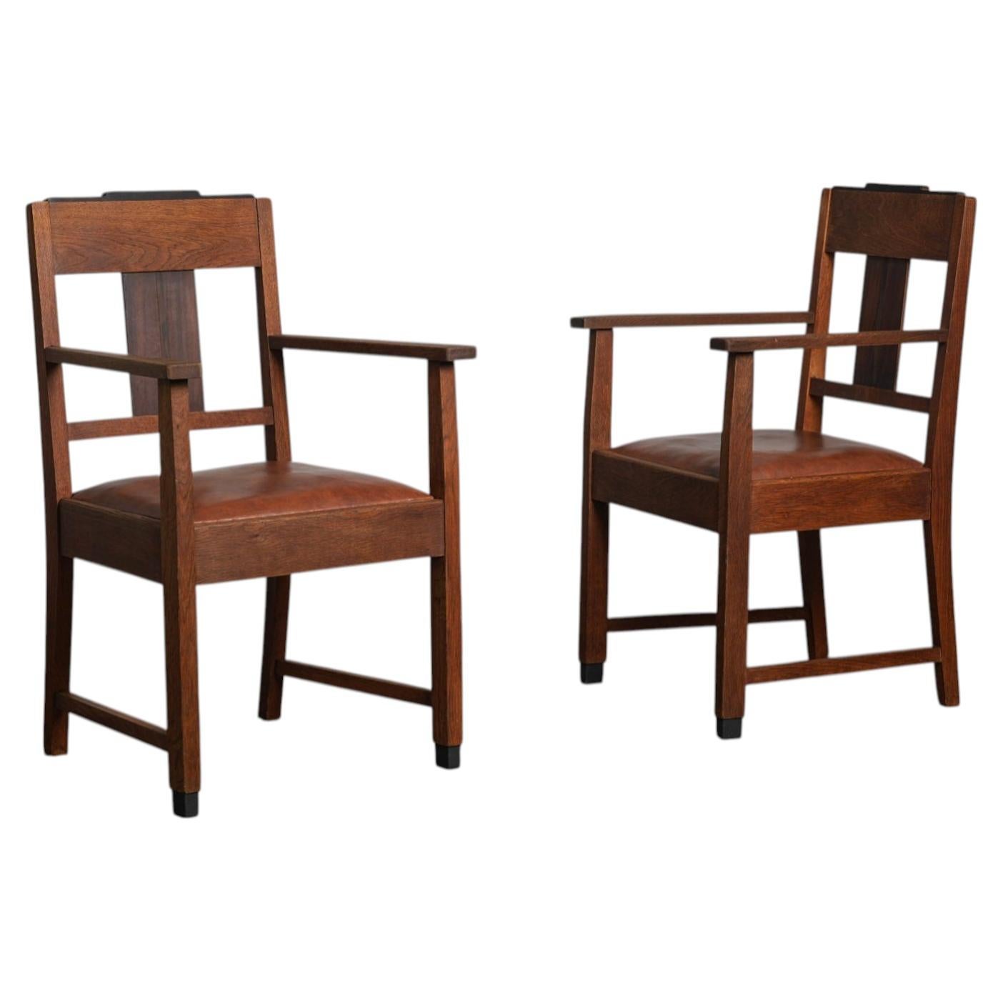Pair of Amsterdam School Art Deco Armchairs, Netherlands, 1930s For Sale