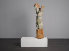 Bemalte Holzskulptur einer weiblichen Figur von Tom de Munk-Kerkmeer, Australien, 1990