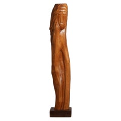 Sculpture figurative en chêne de grande taille, Belgique, années 1970