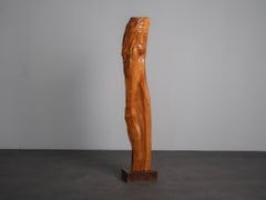 Sculpture figurative en chêne de grande taille, Belgique, années 1970