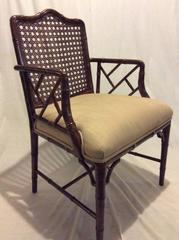 Chinese Chippendale Faux Bamboo Arm and Side Chairs, Six in Total