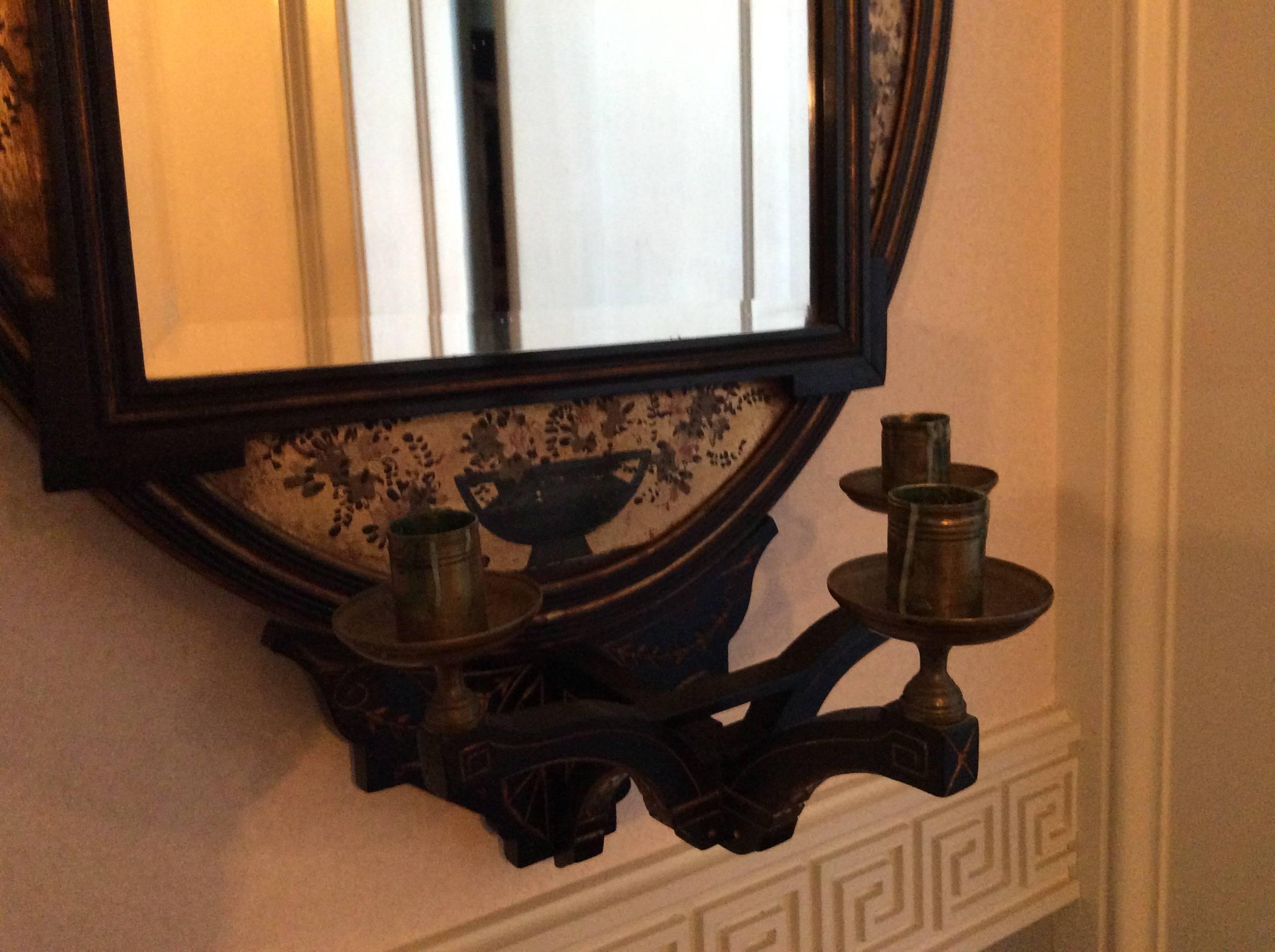 Aesthetic Movement Pair of Englist Aesthetic Movememnt Ebonized and gold decorated mirrors For Sale