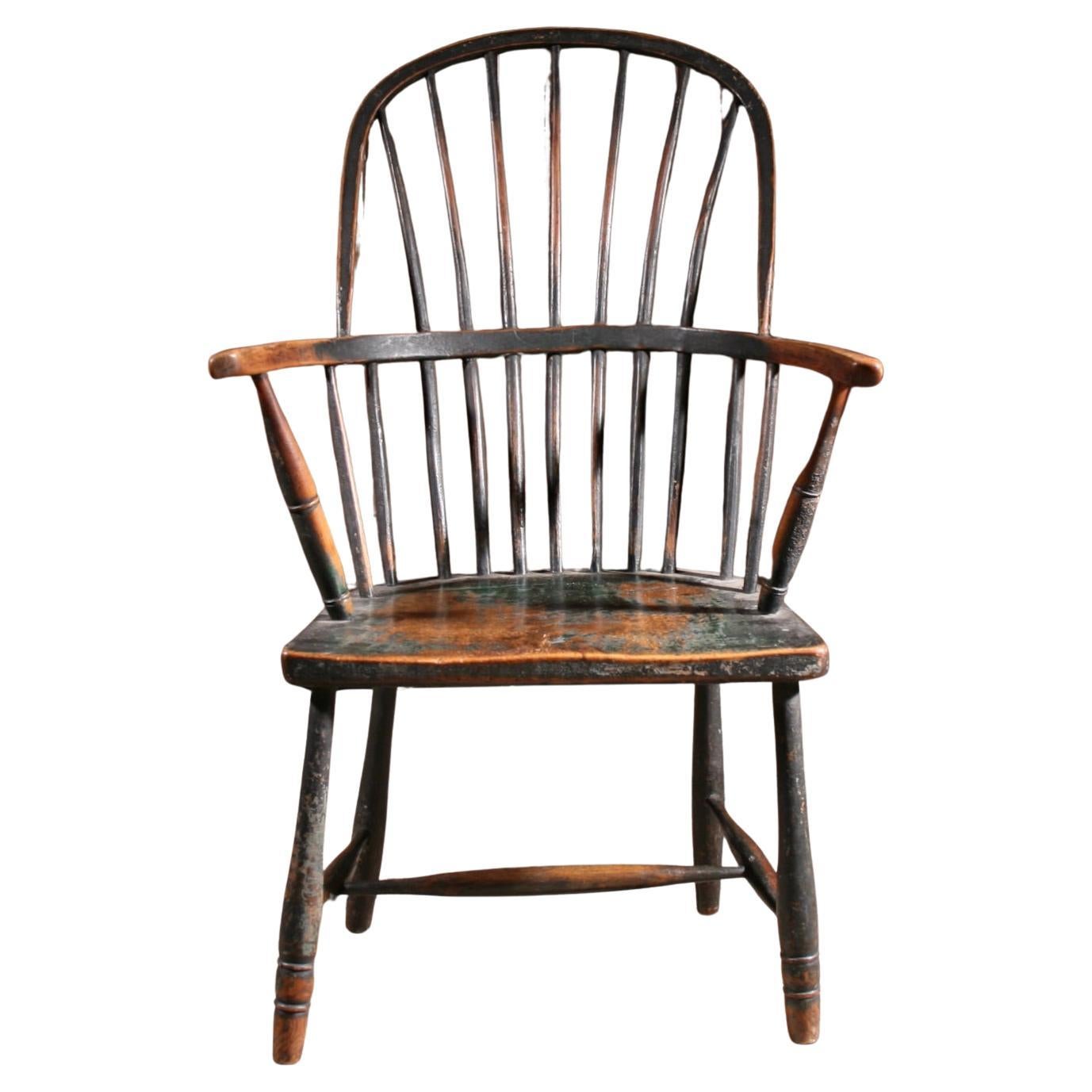 Primitive Windsor Chair in Original Paint For Sale
