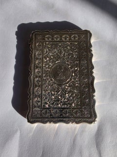 Portacarte in argento massiccio di George Unite, con punzonatura completa di Birmingham del 1878