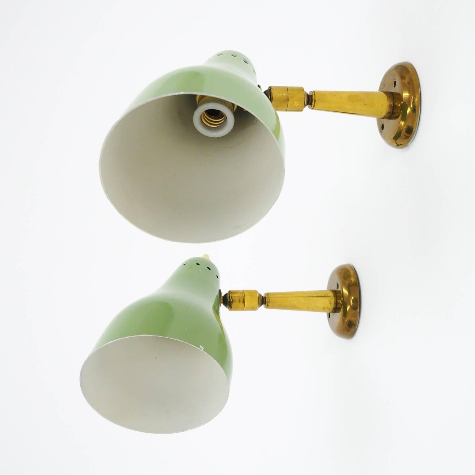 Mid-20th Century Pair of Mint Colored Italian Sconces, 1950s