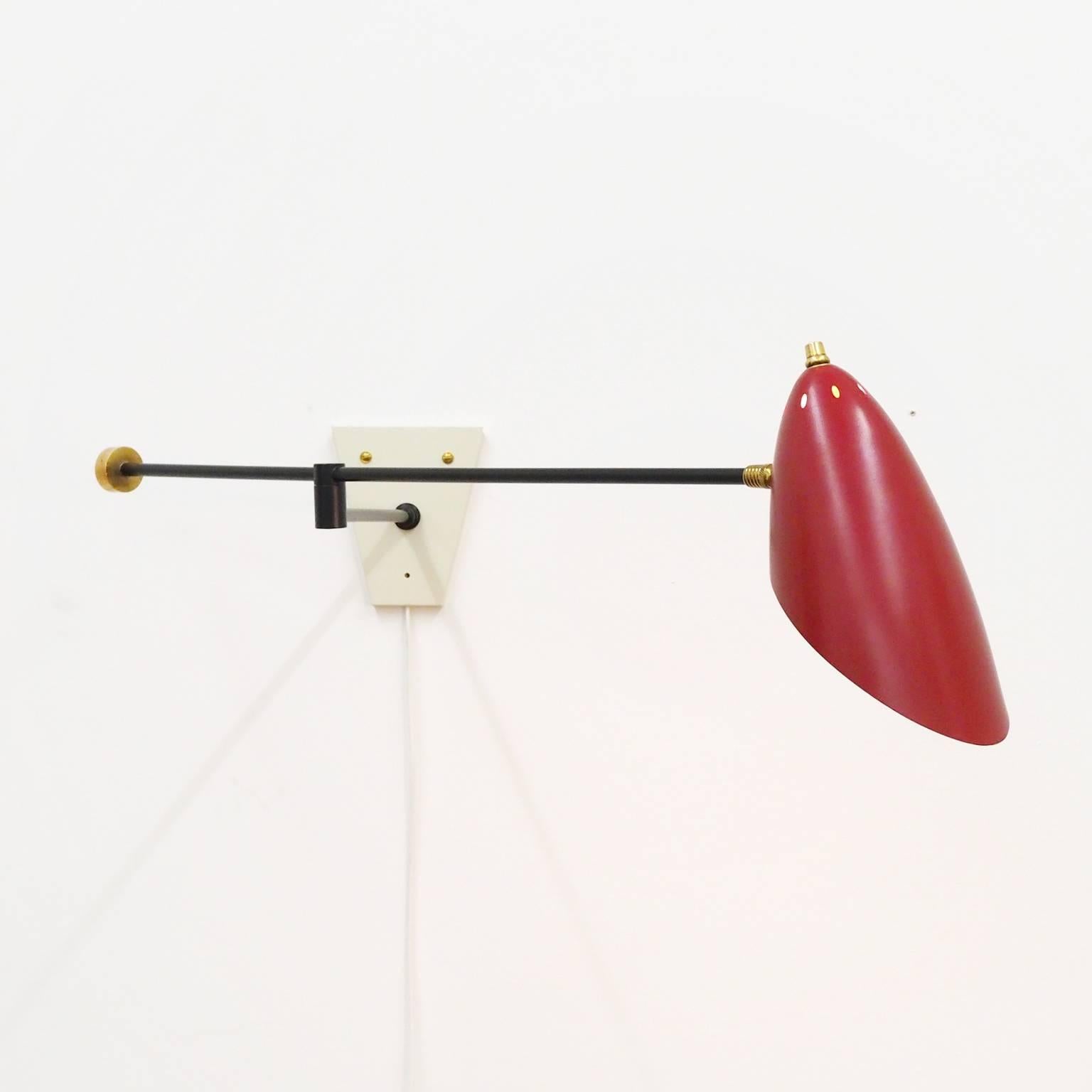 Lacquered Articulating French Wall Light, 1950s