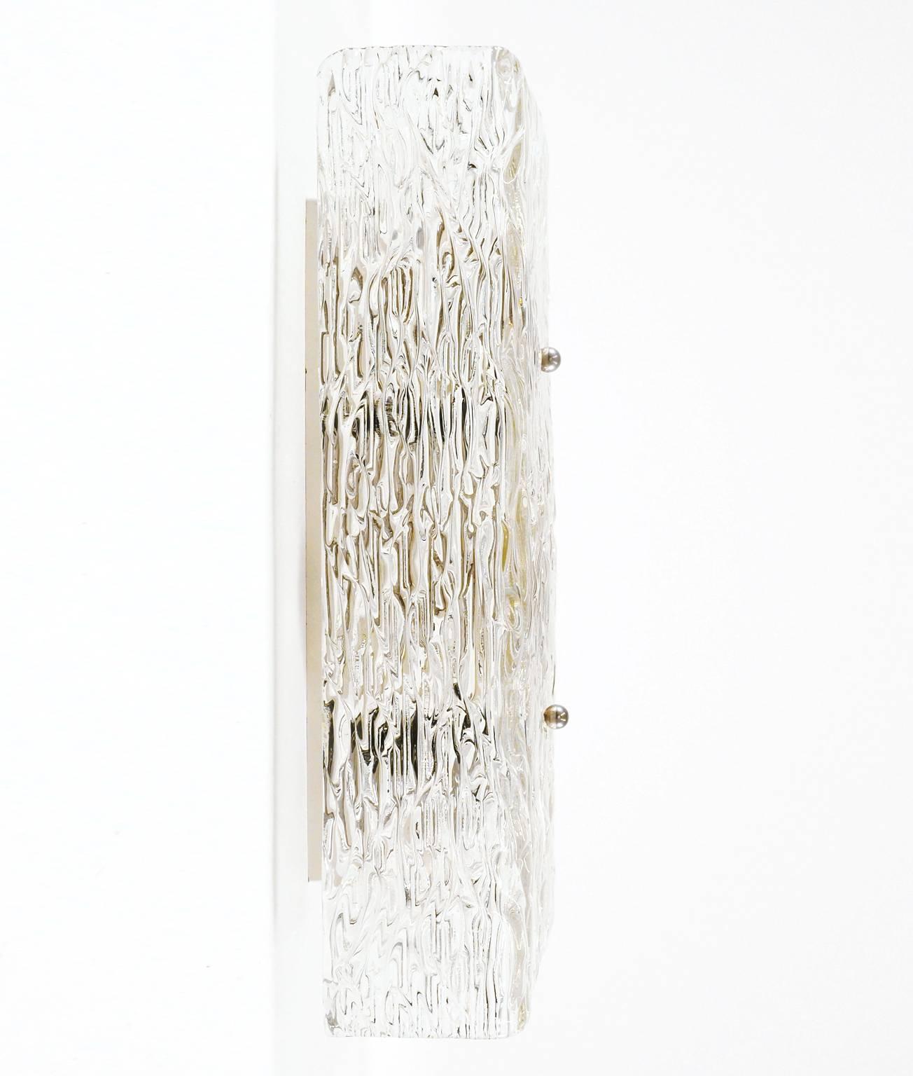 Austrian Large Kalmar Textured Glass Wall Light, 1950s