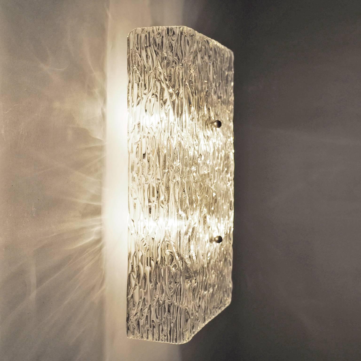 Large Kalmar Textured Glass Wall Light, 1950s 5