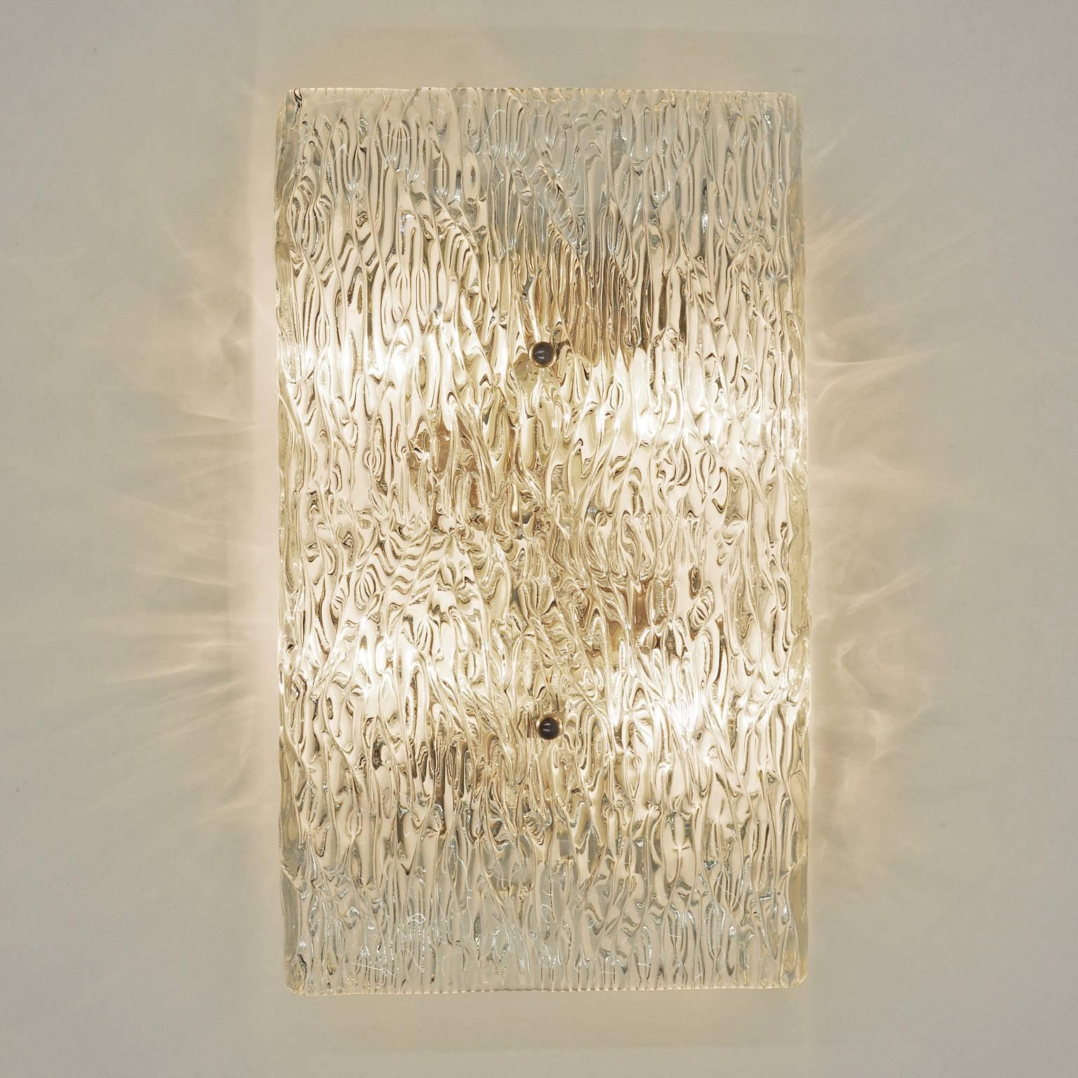 Large Kalmar Textured Glass Wall Light, 1950s 3