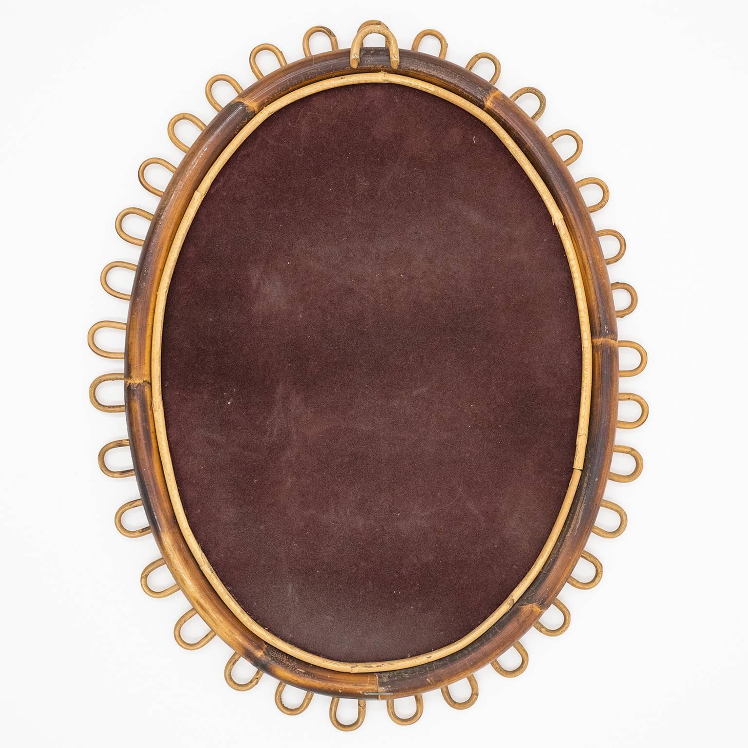 French Riviera Rattan Mirror, 1960s In Good Condition In Vienna, AT