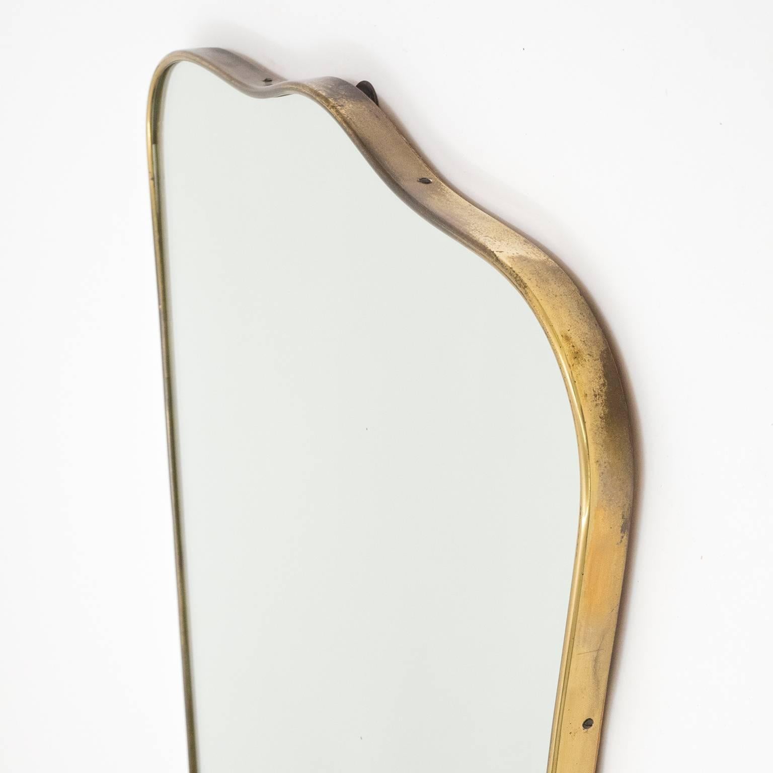 Italian 1950s Brass Mirror In Good Condition In Vienna, AT