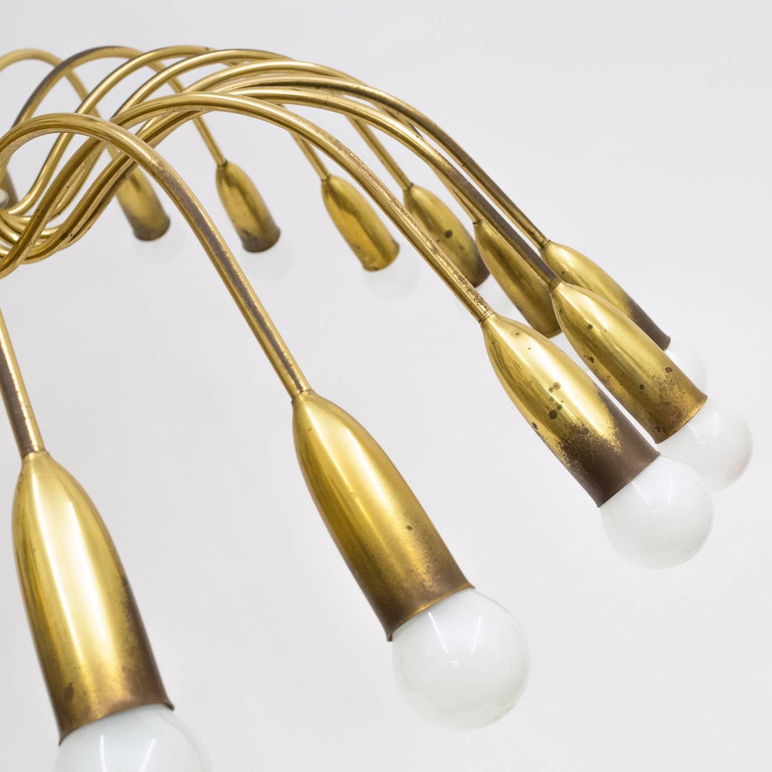 Mid-20th Century Large Twenty-Four-arm Brass Chandelier, 1940s