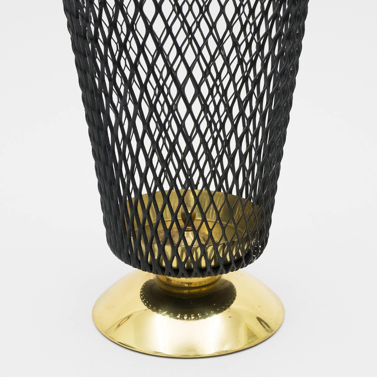 Mid-Century Modern French Modern Brass and Perforated Metal Umbrella Stand, 1950s
