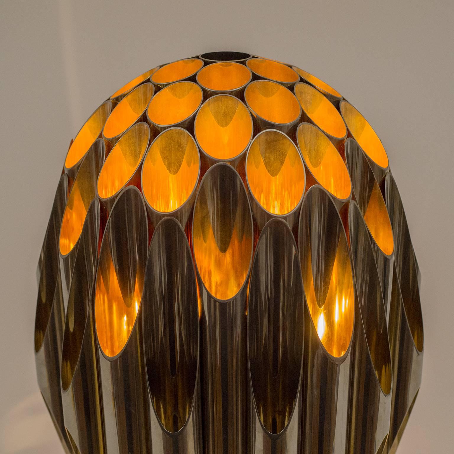 Late 20th Century Nickeled and Gilt 'Morille' Table Lamp by Maison Charles, 1970s