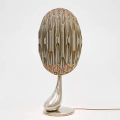 Nickeled and Gilt 'Morille' Table Lamp by Maison Charles, 1970s