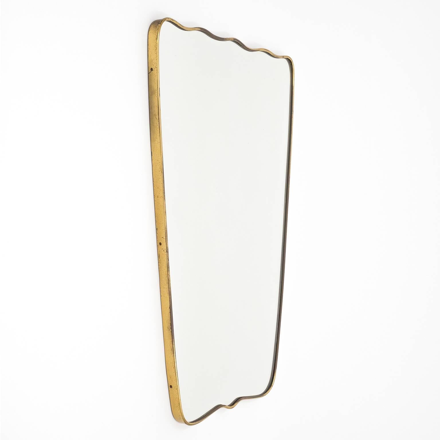 Unique Italian Brass Mirror, 1950s 2