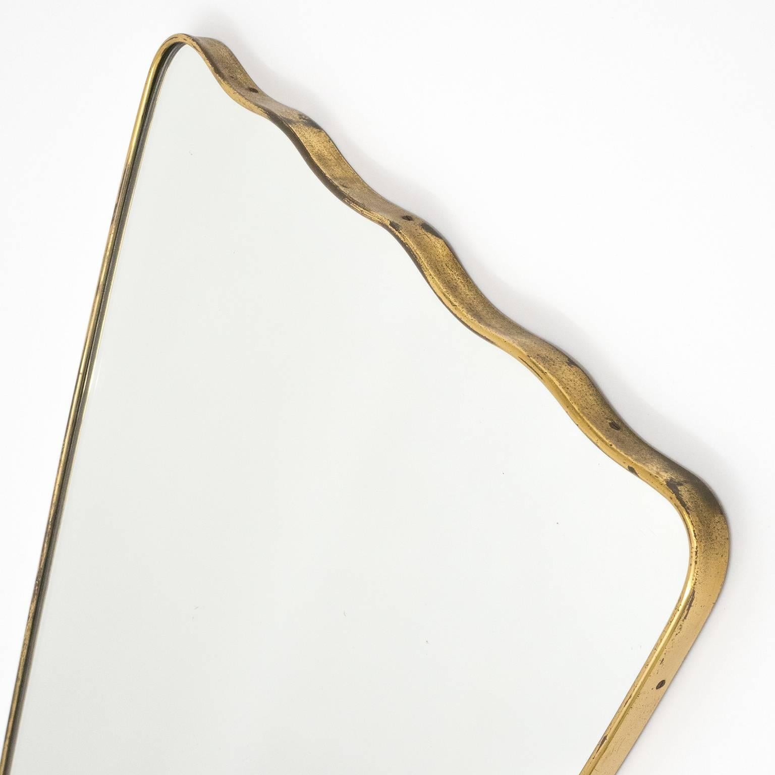 Mid-20th Century Unique Italian Brass Mirror, 1950s