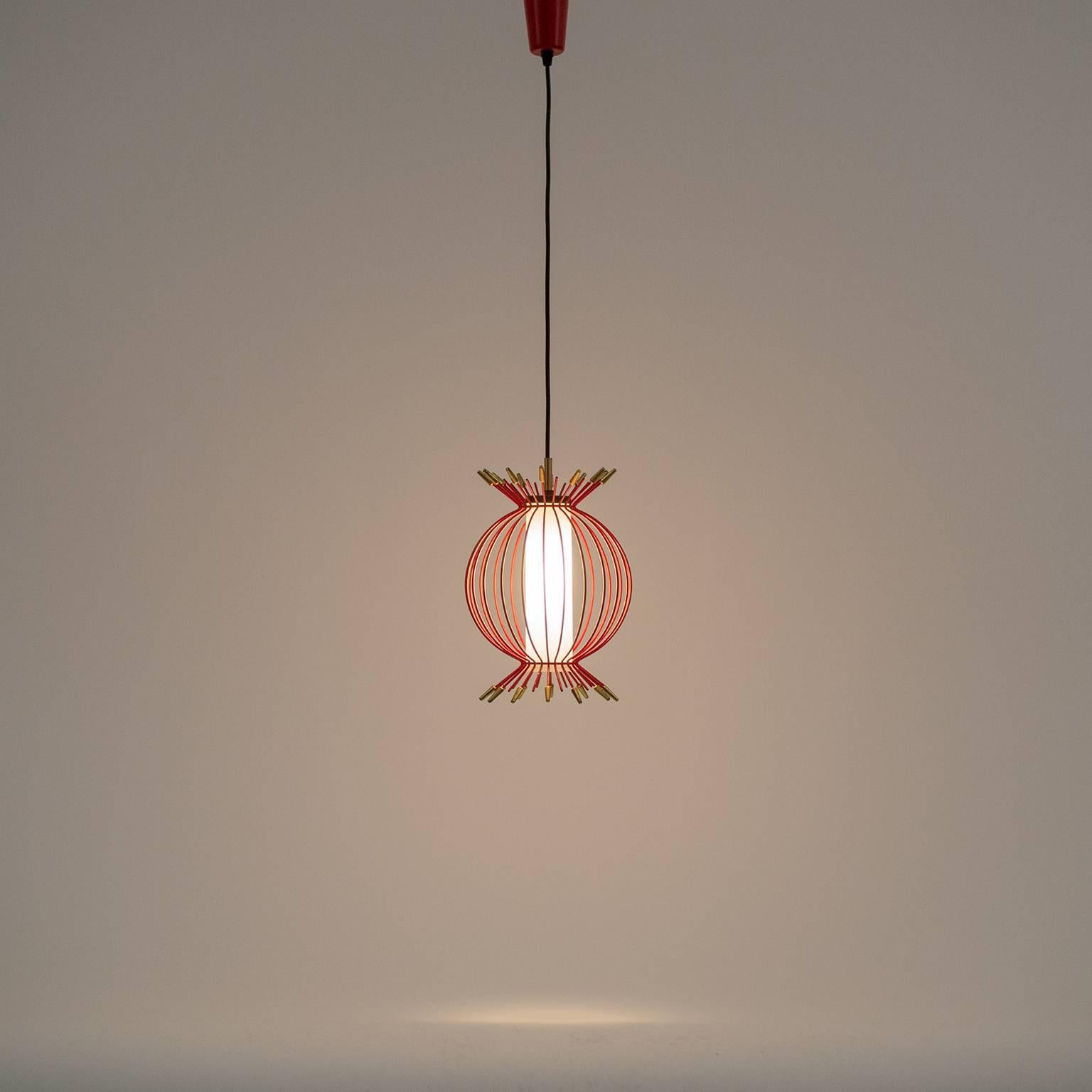 Red Sputnik Cage Pendant, circa 1960 2